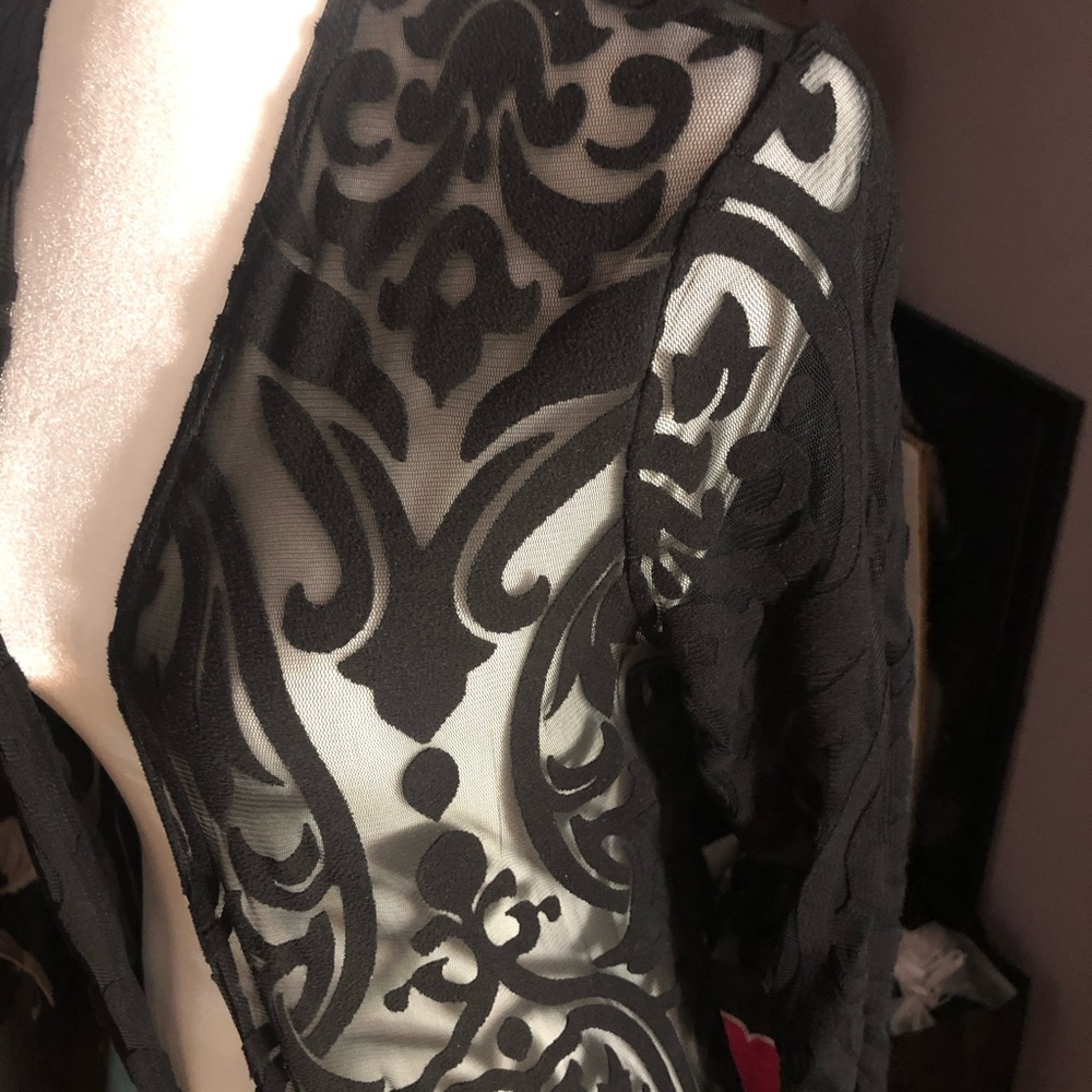 Black lace suede design maxi duster